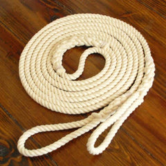 Long Playground Jump Rope, Natural Undyed with Hand-Spliced Center Weight and Looped Handles, Single or Pair (Double Dutch)