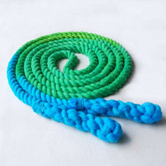 Jump Rope, Green and Turquoise Dyed with Hand-Spliced Handles, Sizes 6.5, 7, 8 and 9 feet