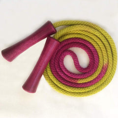 Jump Rope, Chartreuse and Amethyst Dyed with Amethyst Wooden Handles, Sizes 6.5, 7, 8 and 9 feet