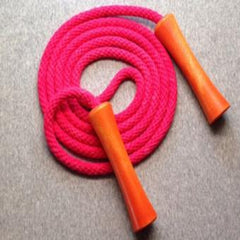 Jump Rope, Bright Pink  Dyed with Orange Wooden Handles, Sizes 6.5, 7, 8, 9 feet by request