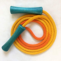 Jump Rope, Yellow and Orange Dyed with Aquamarine Wooden Handles, Sizes 6.5, 7, 8 and 9 feet