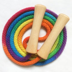 Jump Rope, Rainbow Dyed with Wooden Handles, Sizes 6.5, 7, 8 and 9 feet