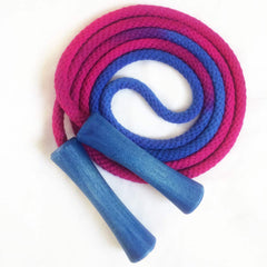 Jump Rope, Sapphire and Fuschia Dyed with Blue Wooden Handles, Sizes 6.5, 7, 8 and 9 feet