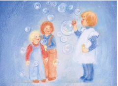 Soap Bubbles - single postcard by artist Marjan van Zeyl.