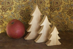 Wooden Fir Trees, Handmade, Set of 3