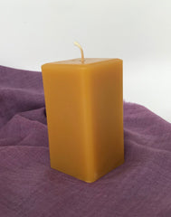 Hand Poured 4 x 2.25 Square Pillar - 100% Pure USA Beeswax